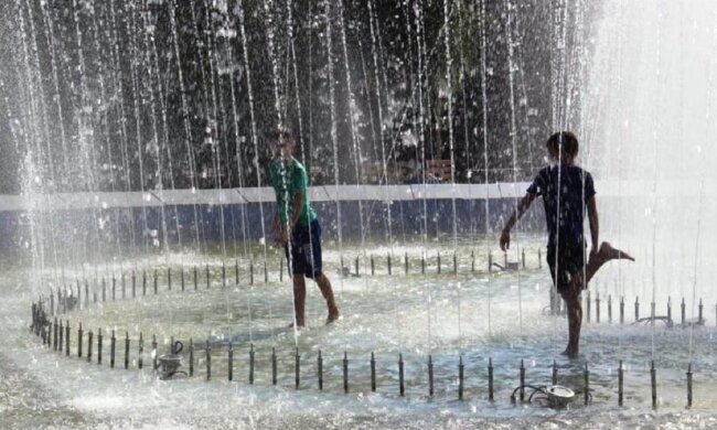 погода, лето, жара, фонтан, дети