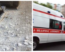 Камені посипалися в центрі Одеси людям на голову, відео НП: не обійшлося без постраждалих