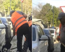 В Одесі укладають асфальт під припарковані авто: кадри відчайдушної роботи