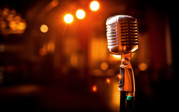 Retro microphone on stage