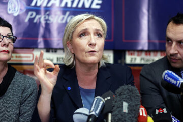 National Front Leader Marine Le Pen Campaigns In Lille