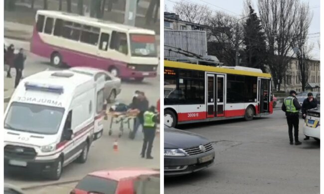 "Їхав на червоний і від удару перекинувся": в Одесі тролейбус потрапив в аварію, кадри