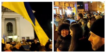 Под "носом" агрессора: жители Мариуполя вышли на площадь поддержать Украину, видео