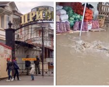 В Одессе на Привозе забил фонтан из грязи, видео: "рядом торгуют овощами"