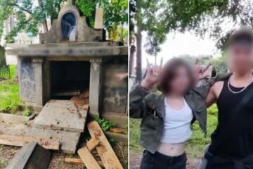 Малолетние вандалы устроили погром на кладбище, фото: "До чего дожились...."