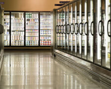 Freezer cases in supermarket