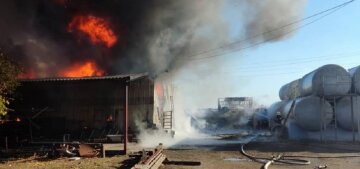 Масштабный пожар разгорелся на заводе под Одессой, кадры ЧП:  охватил сотни квадратных метров