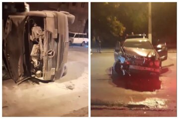 В Одессе перевернулся микроавтобус с людьми: видео масштабной аварии