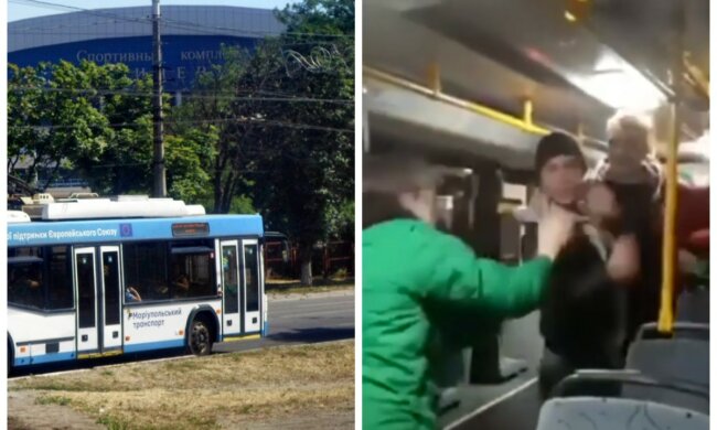 Четверо парней избили пассажира троллейбуса из-за маски: замес попал на видео