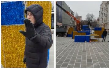 "Ти ще "Слава Україні" тут прокричи!": росіянка накинулася на комунальників через жовто-блакитні декорації, відео