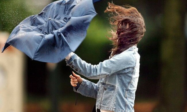 ветер, зонт, шквал, дождь