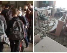 НП в українській гімназії: стеля впала на парти учнів, кадри руйнувань