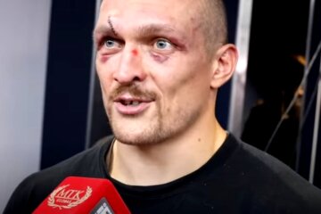 Усик после победы над Джошуа нагрубил журналисту: "Я думаю о своей жене, понял?"