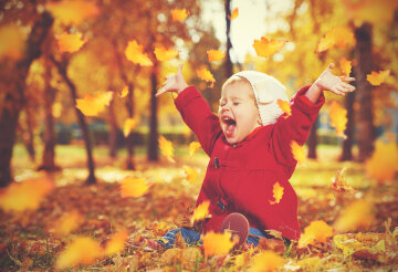 осень, ребенок, радость, счастье