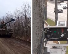 камеры видеонаблюдения, дороги, военная техника