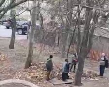 "Какая наглость": в Одессе коммунальщики накидали мусор с листьями под окнами дома, видео