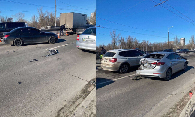 Відео ДТП на Новому мосту з'явилося в мережі: утворився величезний затор