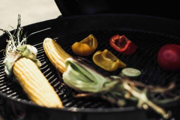 гриль, еда, овощи