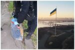 Дворник использовал флаг Украины в качестве "мусорного мешка", ему может грозить срок: фото и подробности с места