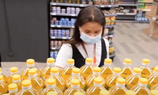 магазин, супермаркет, продукты, подсолнечное масло