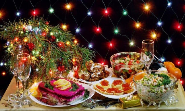 новый год, блюда, салаты