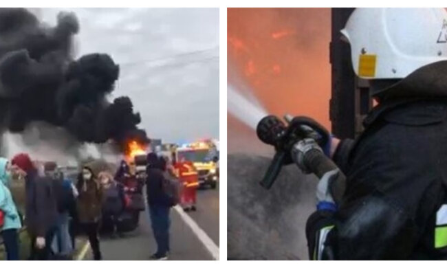 Вогняна НП під столицею, автобус перетворився на факел: «віз 44 українця», кадри