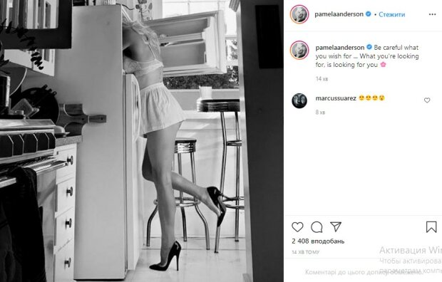 Памела Андерсон в одном белье полезла в холодильник, соблазнив позой: «Будь осторожен в своих желаниях…»