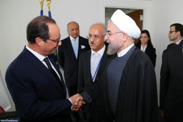 президенты Франции и Ирана Франсуа Олланд и Хасан Рухани