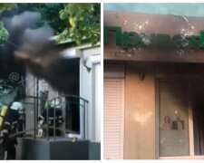 В Одесі пожежа охопила відділення Приватбанку, відео: "Чорний дим виривався назовні"