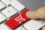 shop cart keyboard key. Finger