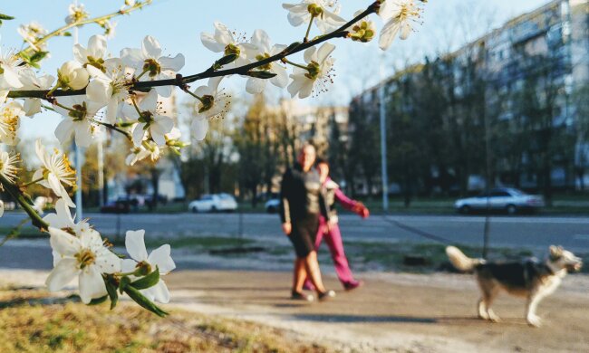 погода весна квітень люди