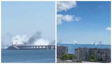 крымский мост в дыму