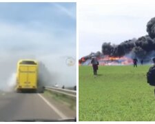 Видео начала пожара в рейсовом автобусе на трассе Киев-Одесса: "сгорел весь багаж"