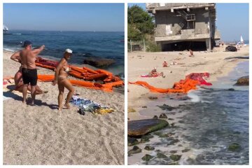 "Нефтяная терапия": в сети показали, что творится на одесском пляже  после эвакуации "Делфи", видео