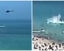 Вертолет рухнул рядом с переполненным пляжем, момент попал на видео: есть пострадавшие