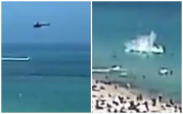 Вертоліт впав поруч з переповненим пляжем, момент потрапив на відео: є постраждалі