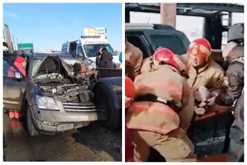 Под Одессой иномарка залетела под грузовик, видео ДТП: "водителя вырезали из груды металла"