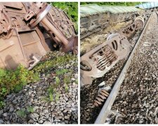 Під Львовом перекинувся потяг, з колії зійшло 18 вагонів: перші кадри з місця аварії
