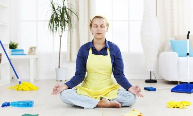 уборка, женщина, швабра