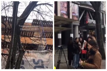 В Одесі будівельник зірвався з висоти, зав'язалася бійка з охоронцями: відео НП на Дерибасівській