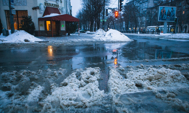 непогода, Днепр, снегопад