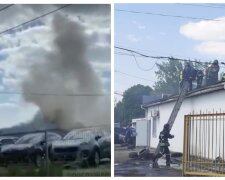 Пожежа охопила автосалон в Одесі, все в чорному диму: відео з місця НП