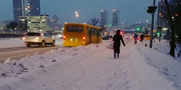 зима погода, пешеход люди, киев, снег, транспорт