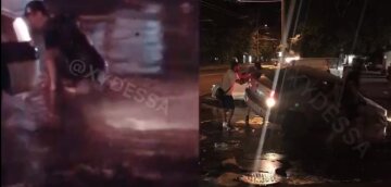 В Одессе прорвало трубу и затопило дорогу, видео ЧП: "одна машина уже нырнула"