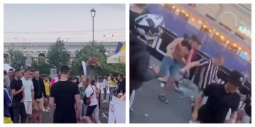 Массовую драку устроили в центре Киева, видео: один остался лежать без движения