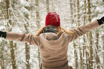зима, щастя, радість, жінка