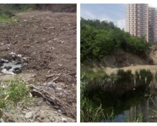В Киеве озера засыпают строительным мусором, фото: "уничтожили под застройку"