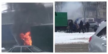 В Харькове водители снежками тушили вспыхнувший грузовик: необычные кадры