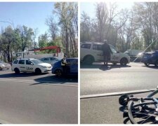 В Киеве такси снесло велосипедиста, выехав на тротуар: "Решил не стоять в пробках"