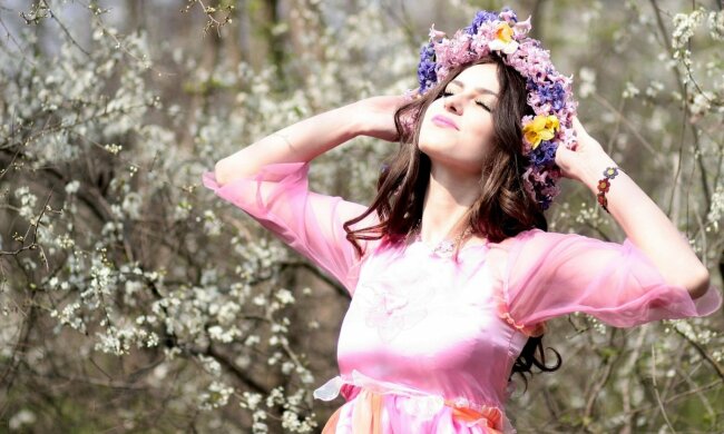 весна, счастье, радость, женщина